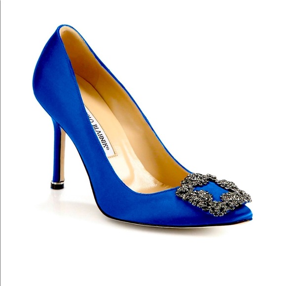 Manolo Blahnik Shoes - Manolo Blahnik Hangisi 105 in Blue Satin 41.5 - never been worn
